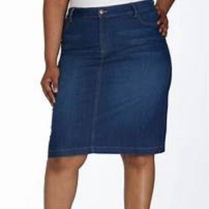 All Season Classic Pencil / Straight Denim Blue Jean Skirt Knee Length Size 16